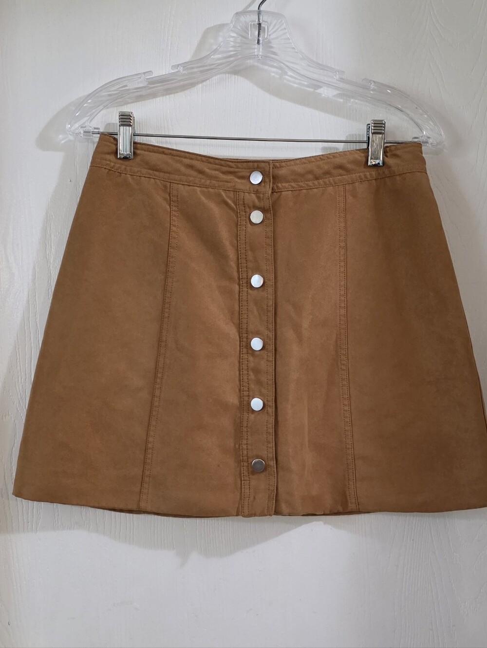 Divided H&M Faux Suede Snap-Front A-Line Skirt, Size 6